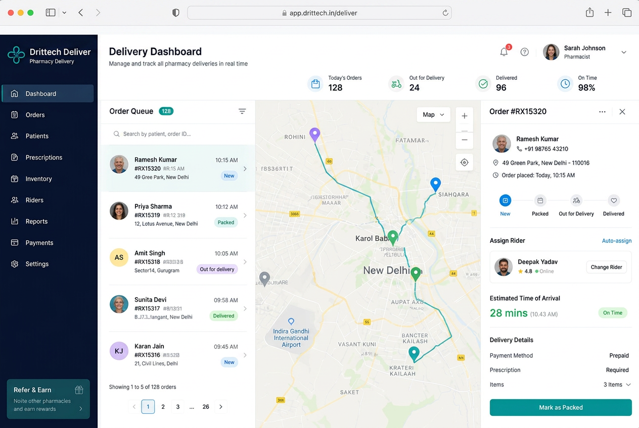 Home Delivery Management Platform product screenshot