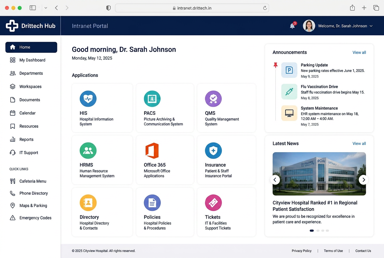 Healthcare Intranet Portal product screenshot